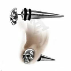 Skulls & Death Alchemy Tomb Skull Spike Faux Stretcher Earring