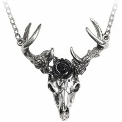 Hearts & Roses White Hart, Black Rose Pendant