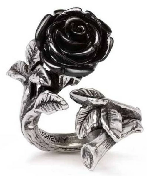 Hearts & Roses Alchemy Wild Black Rose Adjustable Ring