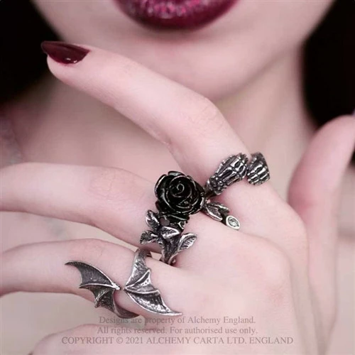 Hearts & Roses Alchemy Wild Black Rose Adjustable Ring - Image 3